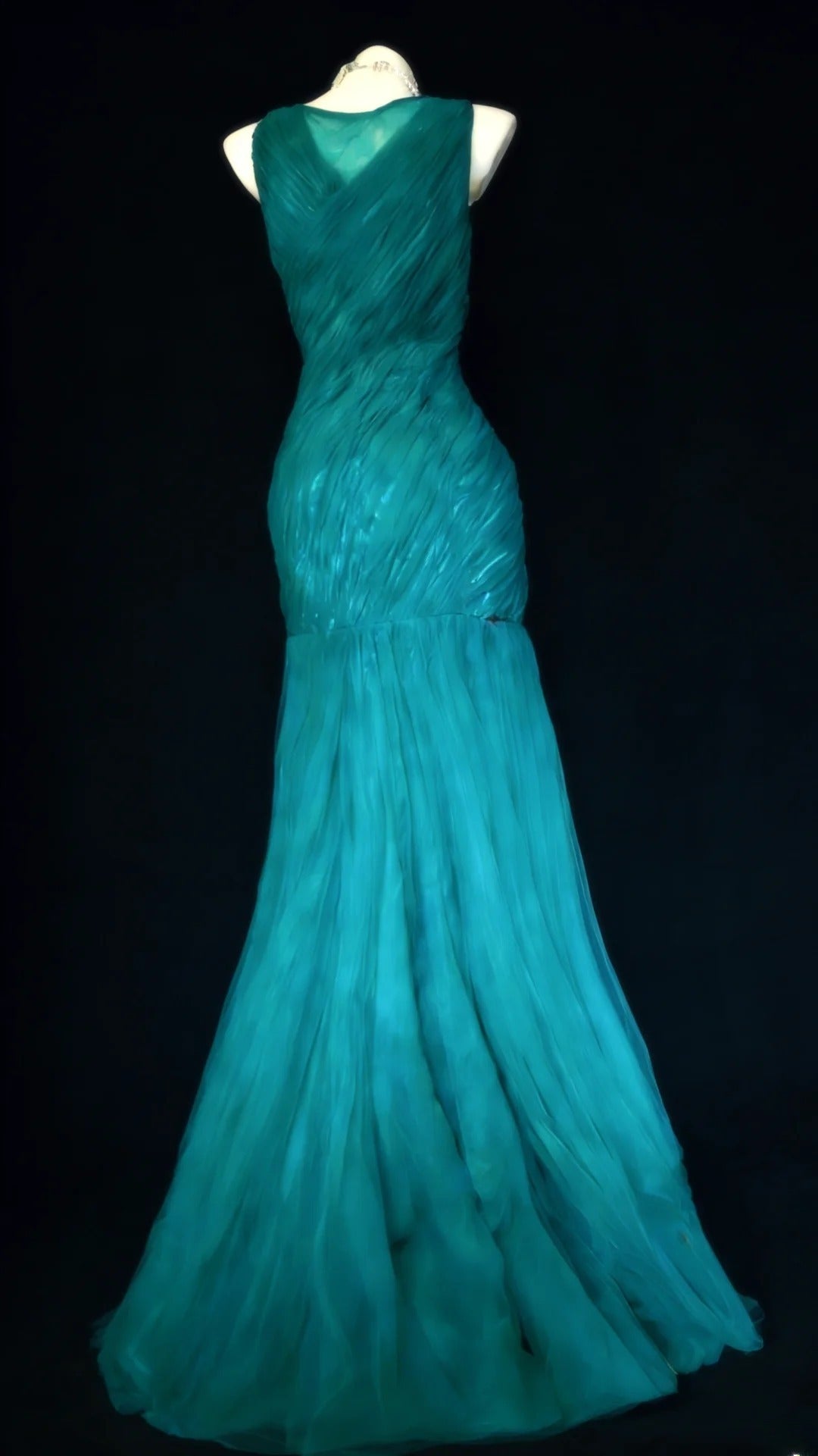 Robe de soirée longue sirène vintage années 90, col carré, tulle bleu, idéale pour un bal de promo ou un 21e anniversaire (AS026)