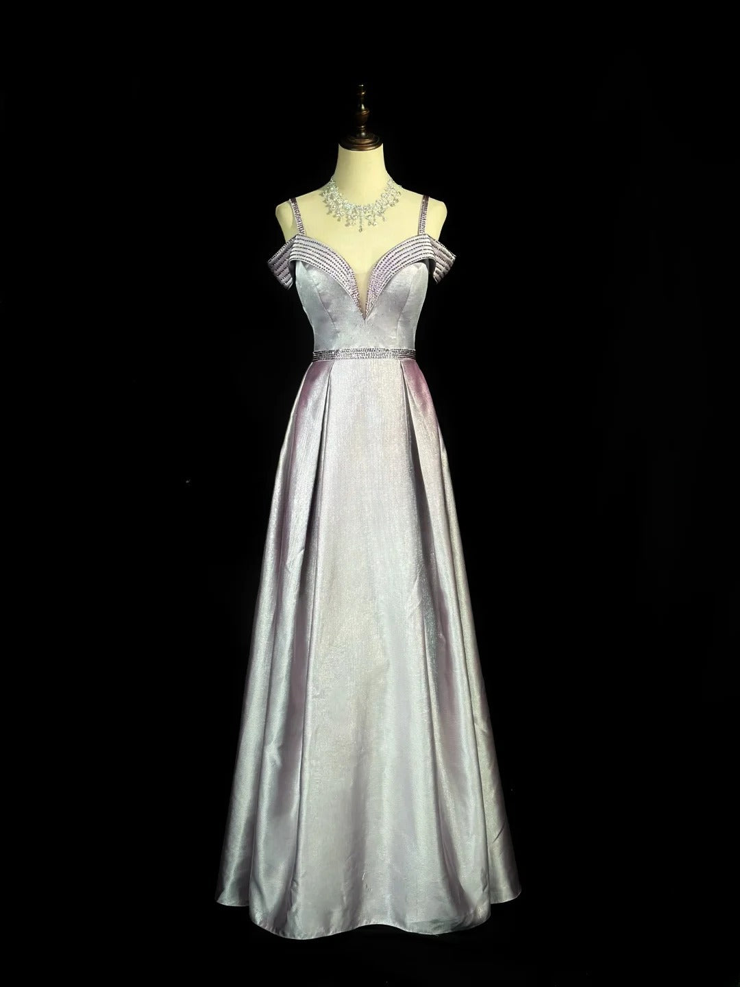 Modest Prom Dresses A line Spaghetti Strap Pink Satin With Beading Evening Dress Formal Outfits RB5836