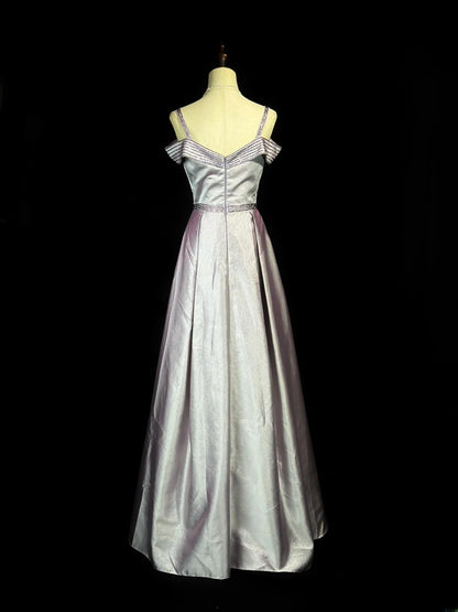 Modest Prom Dresses A line Spaghetti Strap Pink Satin With Beading Evening Dress Formal Outfits RB5836
