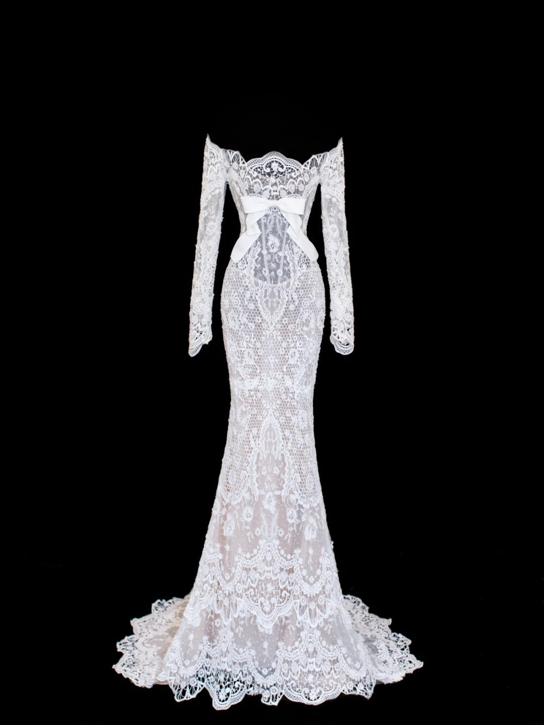 Robe de mariée sirène élégante et pudique, épaules dénudées et manches blanches, tailles petites et grandes, pour femmes SA028