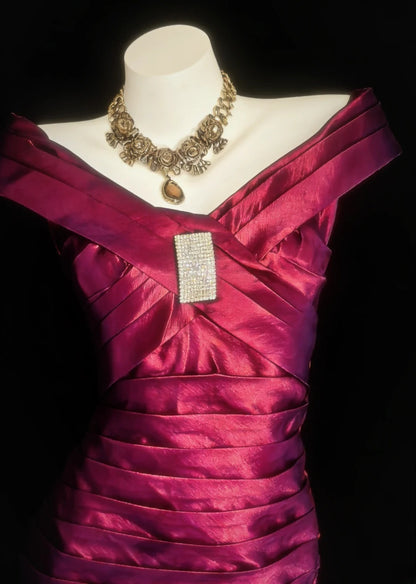 Robe fourreau rétro fuchsia à épaules dénudées, robe courte pour un 18e anniversaire, robe de bal de promo, robe de cocktail AS028
