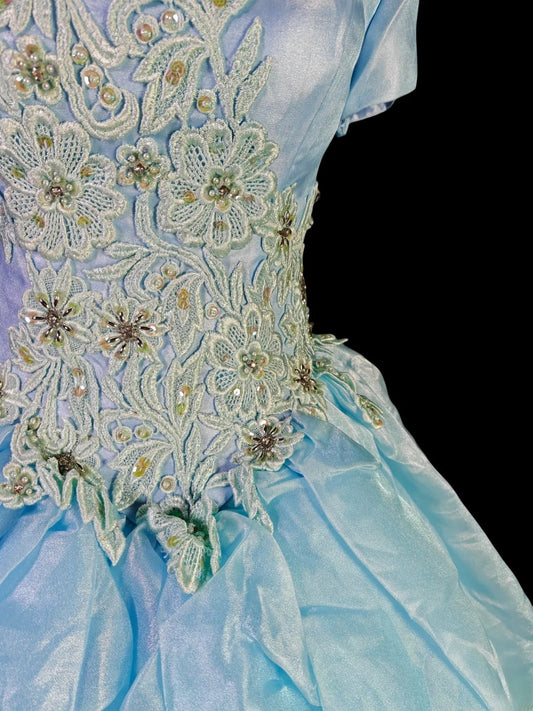 Modest Ball Gown Square Neck Blue Quinceañera Dress Moda 2000 Long 15 Quinceanera Dresses Ideas Sweet 16 Outfits RB6377