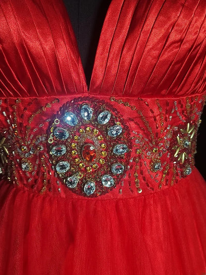 Robe de bal vintage bustier cœur en tulle rouge, robe de soirée courte pour un 16e anniversaire, robe de cocktail AS030