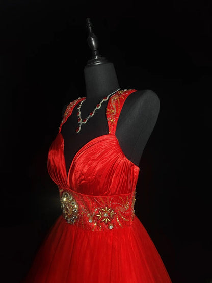 Robe de bal vintage bustier cœur en tulle rouge, robe de soirée courte pour un 16e anniversaire, robe de cocktail AS030