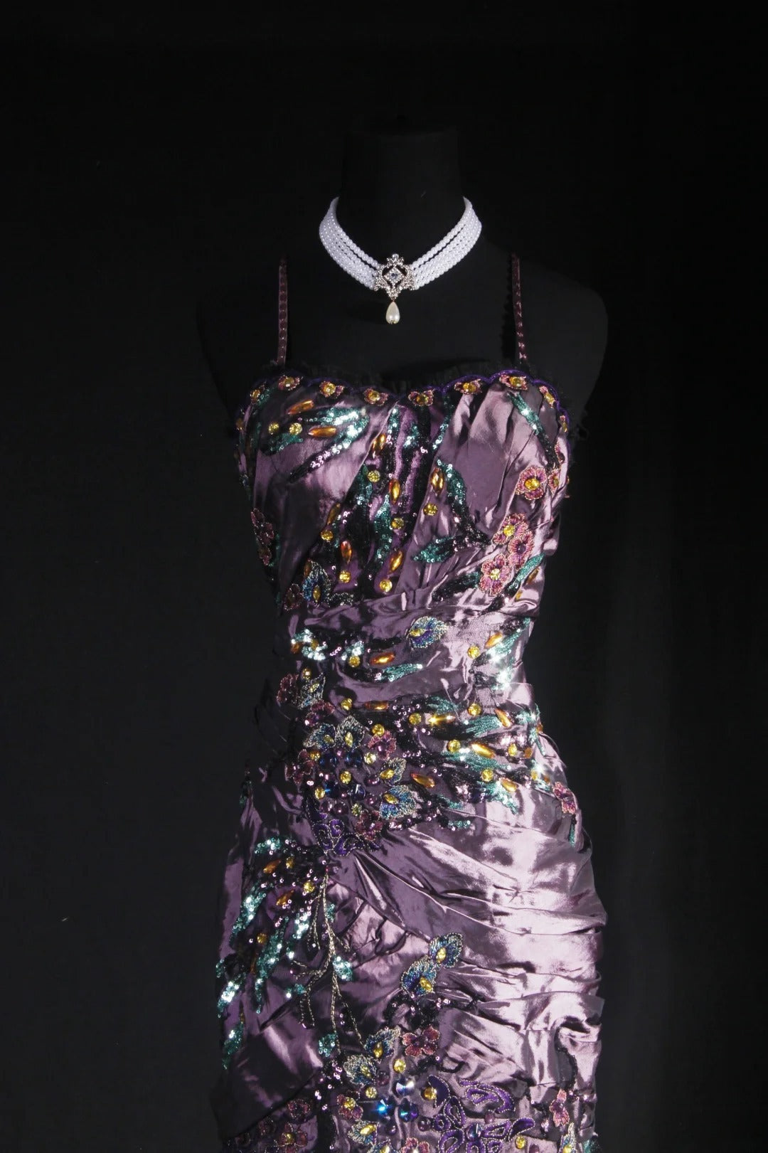 Vintage 90er Jahre Ballkleider Damen Meerjungfrau Spaghettiträger Staubiges Traubenfarbenes Taft Langes formelles Tanz-Abendkleid AS030