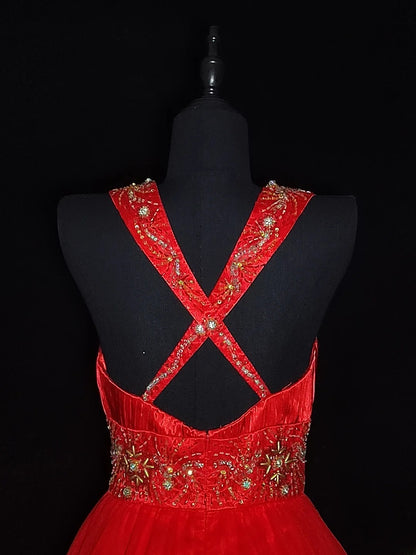 Robe de bal vintage bustier cœur en tulle rouge, robe de soirée courte pour un 16e anniversaire, robe de cocktail AS030