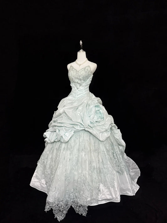 Fairy-tale Ball Gown Spaghetti Strap Satin With Ruffled Quince Dress Voluminous Sweet 16 Sweet Sixteen Outfits Vestido de RB7403