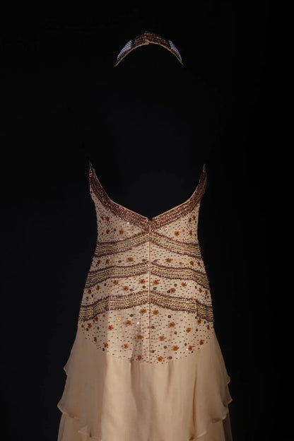 Vintage 90er Jahre Ballkleider für Damen, asymmetrischer Saum aus Chiffon mit Perlenstickerei, formelle Abendkleider für Tanz und Party AS032
