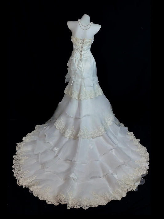 Vintage Wedding Dress Mermaid Strapless Lace With Corset Fitted Back Ivory Bridal Gown for Big Day RB9842