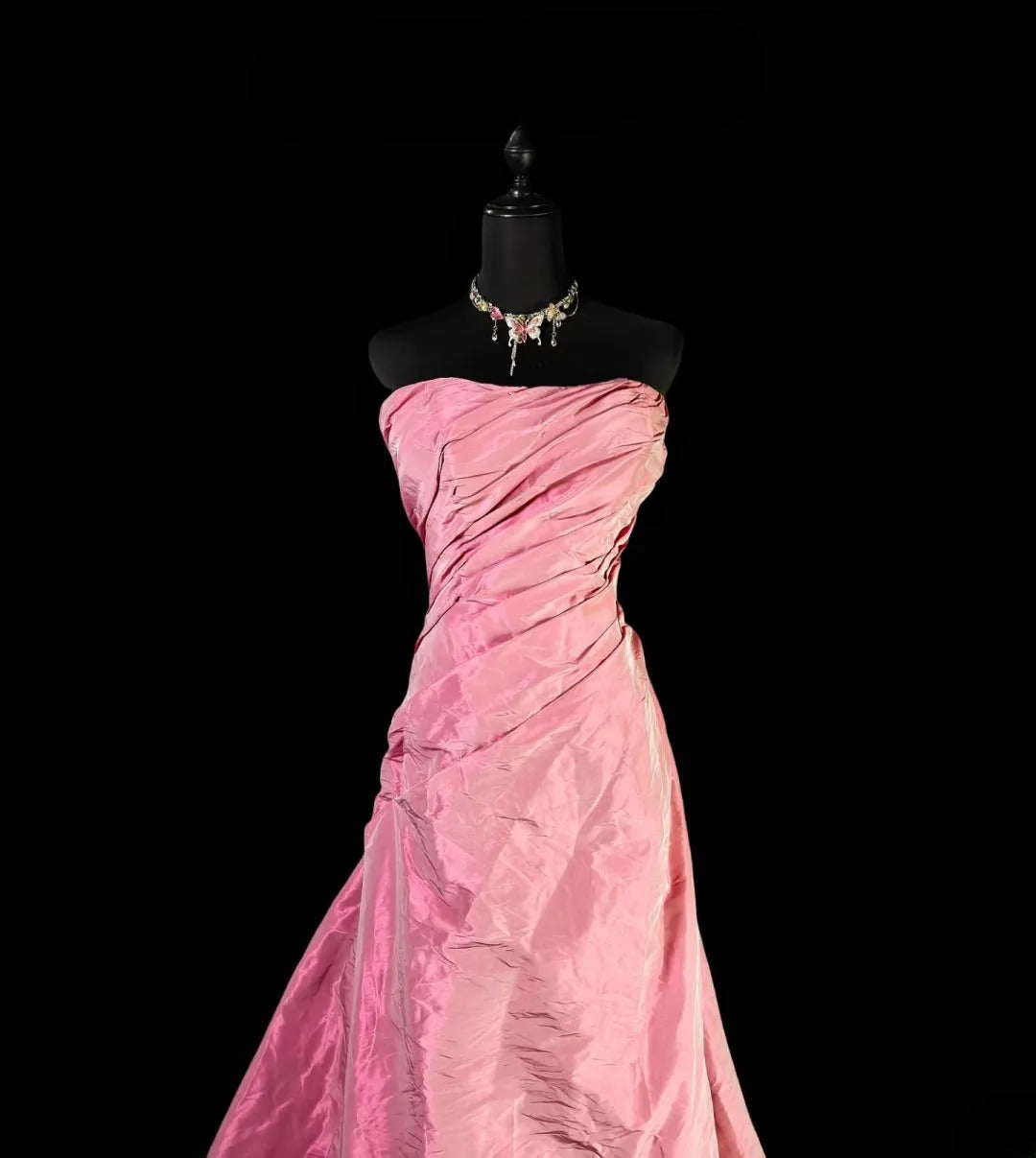 Vintage Prom Dresses Mermaid Strapless Pink Taffeta With Ruffled Long 1950s Retro Classy Party Formal Outfits RB6379