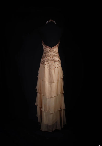 Vintage 90er Jahre Ballkleider für Damen, asymmetrischer Saum aus Chiffon mit Perlenstickerei, formelle Abendkleider für Tanz und Party AS032