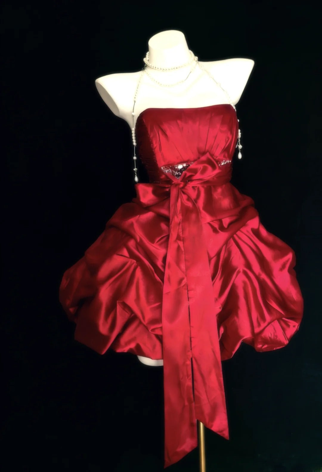 Robe de bal vintage rouge dos nu, robe de soirée courte pour un 16e anniversaire, robe de cocktail AS032