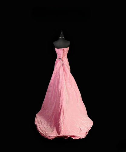 Vintage Prom Dresses Mermaid Strapless Pink Taffeta With Ruffled Long 1950s Retro Classy Party Formal Outfits RB6379