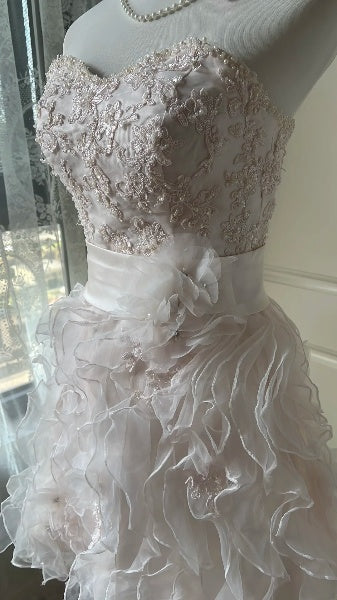Sexy Hoco Dress A line Sweetheart Light Pink Lace Tulle Homecoming Birthday Party Dress RC0402