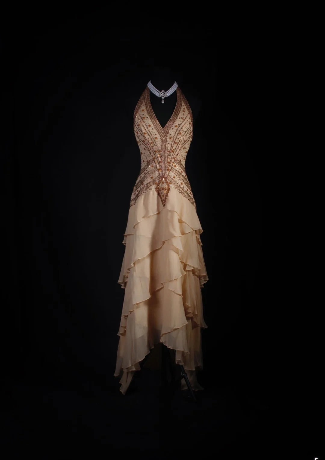Vintage 90er Jahre Ballkleider für Damen, asymmetrischer Saum aus Chiffon mit Perlenstickerei, formelle Abendkleider für Tanz und Party AS032