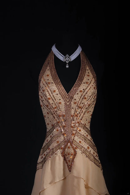 Vintage 90er Jahre Ballkleider für Damen, asymmetrischer Saum aus Chiffon mit Perlenstickerei, formelle Abendkleider für Tanz und Party AS032