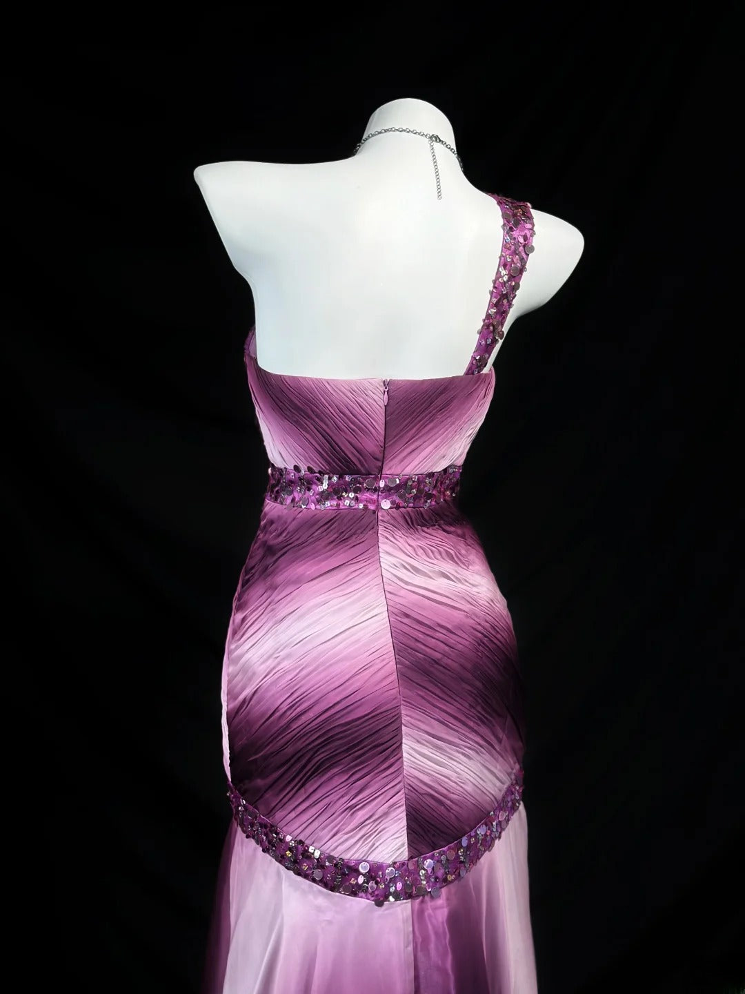 Classy Prom Dresses Mermaid One Shoulder Gradient Colors Pink Sleeveless With Beading Evening Dress Formal Outfits RB5841