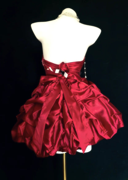 Robe de bal vintage rouge dos nu, robe de soirée courte pour un 16e anniversaire, robe de cocktail AS032