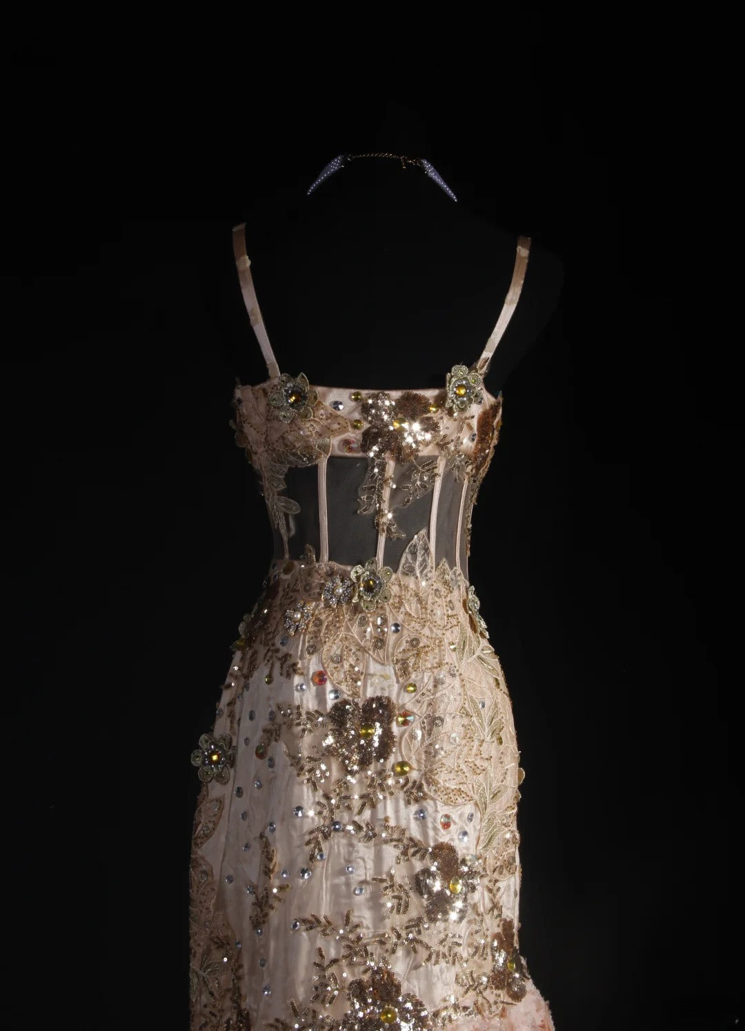 Spaghettiträger Meerjungfrauen-Abendkleid in Rosa mit Perlen, ärmellos, AS033
