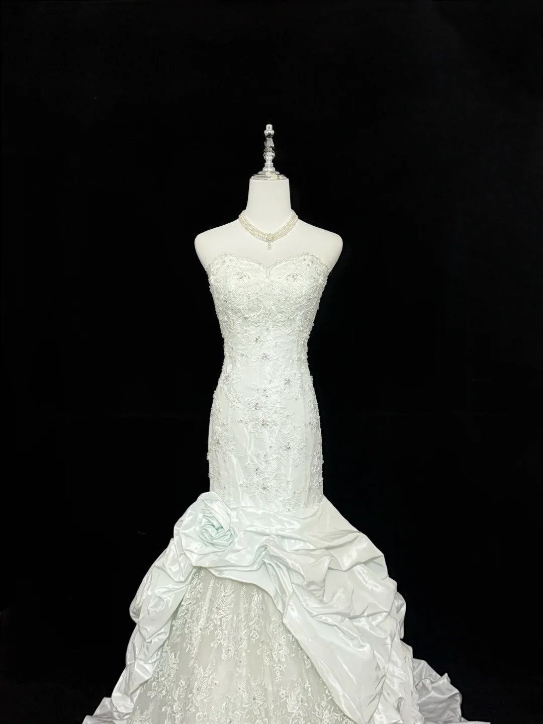Vintage Mermaid Sweetheart White Taffeta With Beading Lace Long Brides Gown Bridal Dress Wedding Dresses Style RB7404