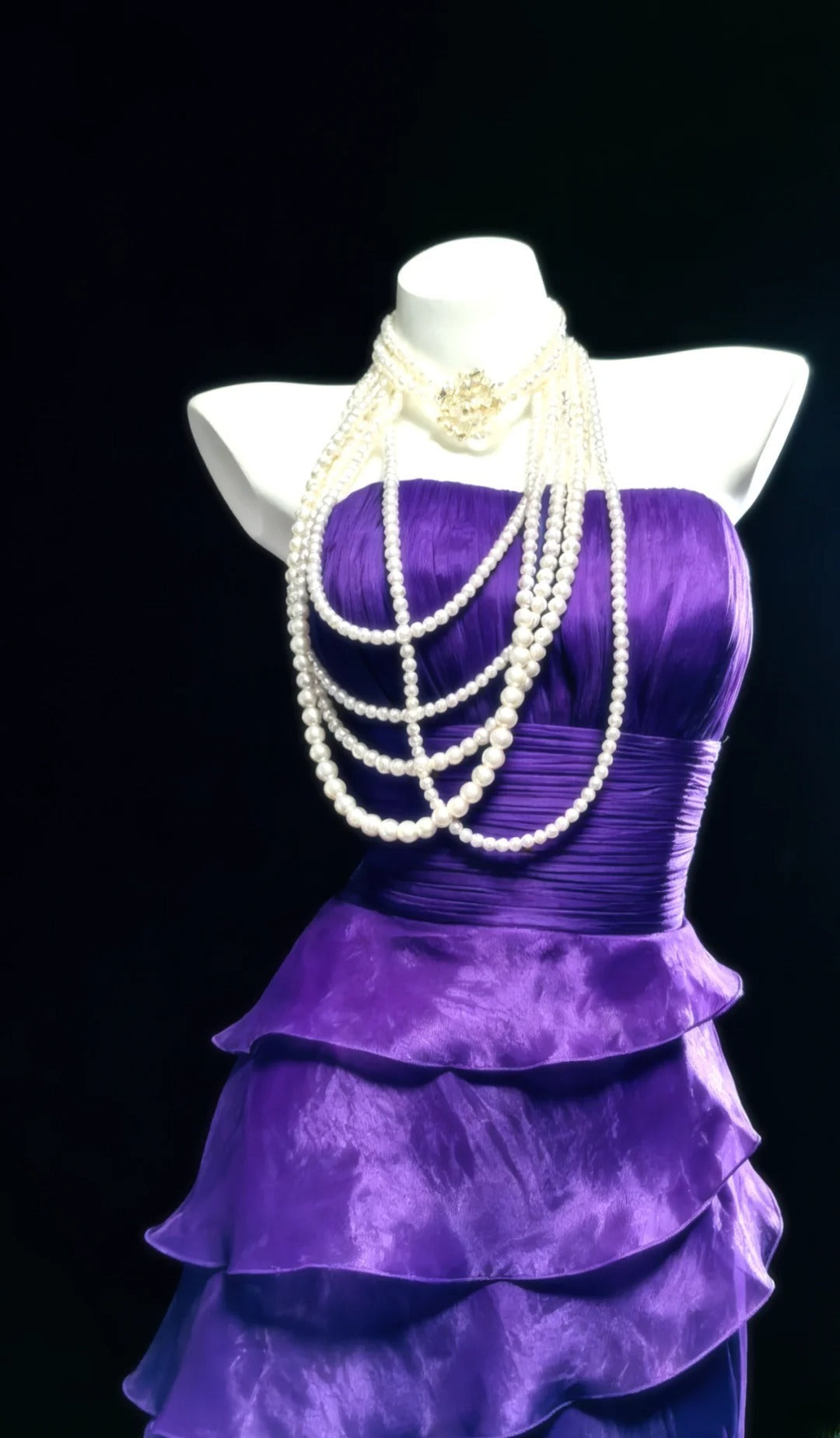 Vintage Sheath Strapless Purple Layered For Women Long Prom Dresses Senior High School 21st Birthday Outfits AS034