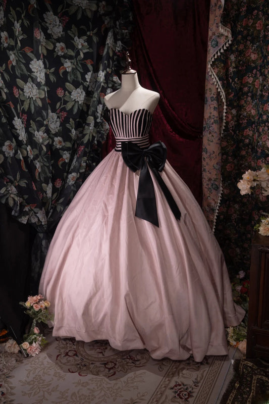 Charming Ball Gown Sweetheart Satin With Bow Long Quince Dress Quinceanera Dresses Formal Birthday Outfits RB8060