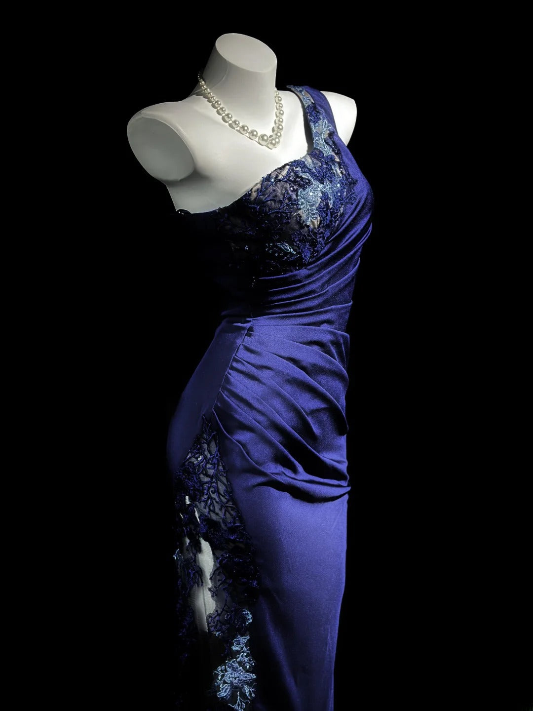 Classy Prom Dresses Mermaid One Shoulder Purple Satin With Lace Sleeveless Evening Dress Formal Outfits RB5843