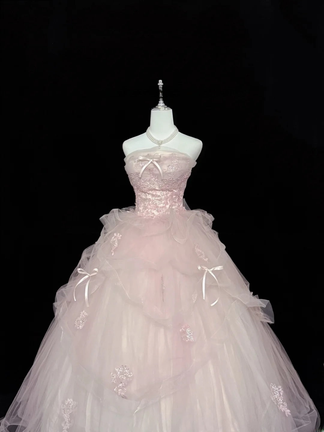 Fairy-tale Ball Gown Strapless Pink With Ruffled Lace Quince Dress Voluminous Sweet 16 Sweet Sixteen Outfits Vestido de RB7406