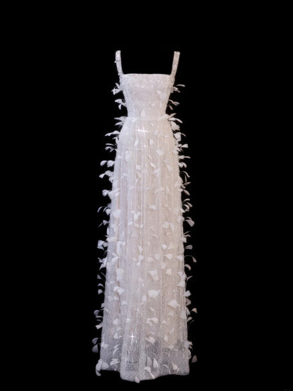 Preiswertes, formelles Paillettenkleid im Stil der 1950er Jahre: A-Linie, eckiger Ausschnitt, Pailletten, Federn und Perlen – ein beeindruckendes langes Ballkleid oder Abendkleid SA036