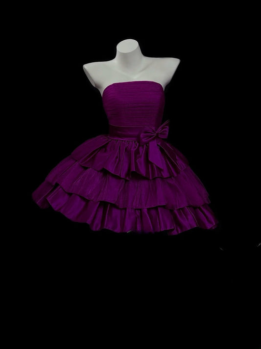 2026 Ball Gown Strapless Grape Mini Graduation Dresses Short High School For 8th Grade Senior Inspo Homecoming Gown RB3374