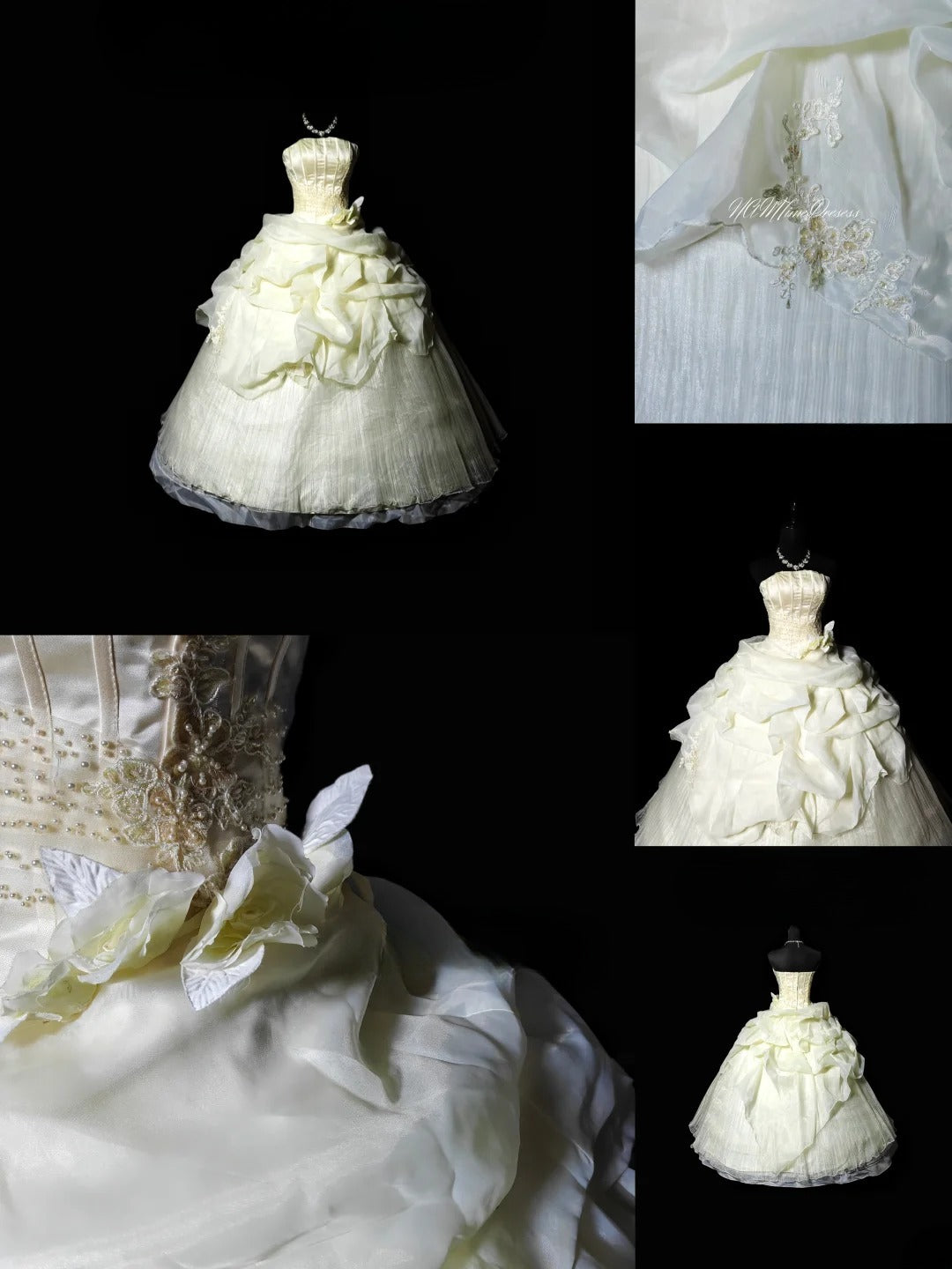 Charming Ball Gown Strapless Ivory Organza Quinceanera Dresses With Tiered For Sweet 15 Anos Celebration Birthday Formal Gown RB8818