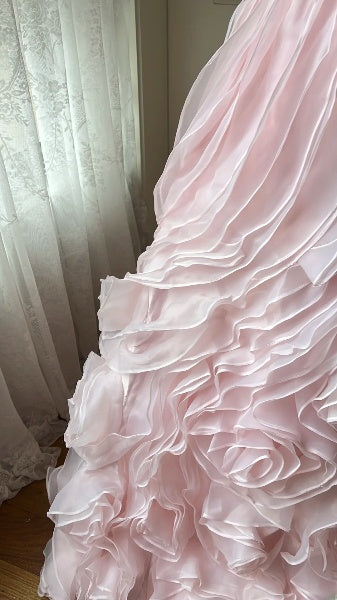 Sweet 16 Dresses Long Sweetheart Pink With Tiered Flowers Ball Gown Sweet Sixteen Birthday Gown RC0407