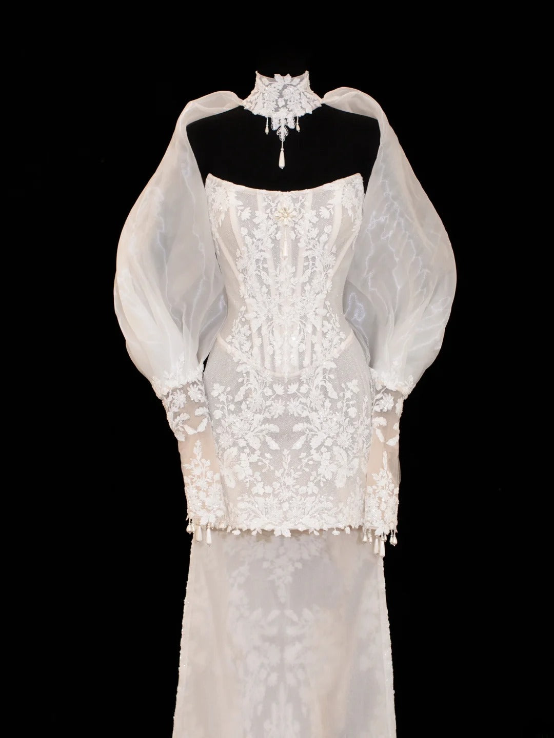 Elegantes, schlichtes Brautkleid im Meerjungfrauenstil mit Ärmeln und Cape, weiß, auch in kleinen/großen Größen erhältlich, Modell SA037