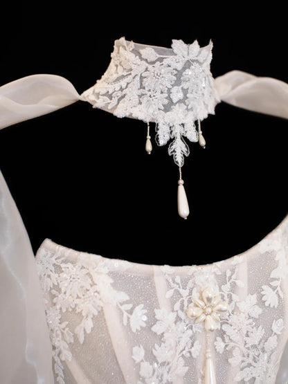 Elegantes, schlichtes Brautkleid im Meerjungfrauenstil mit Ärmeln und Cape, weiß, auch in kleinen/großen Größen erhältlich, Modell SA037