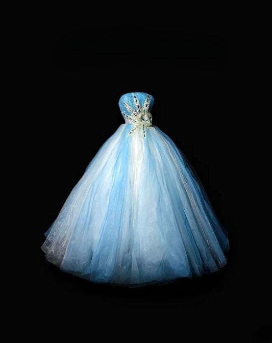 Modest Ball Gown Strapless Light Blue Quinceañera Dress Moda 2000 Long 15 Quinceanera Dresses Ideas Sweet 16 Outfits RB6381