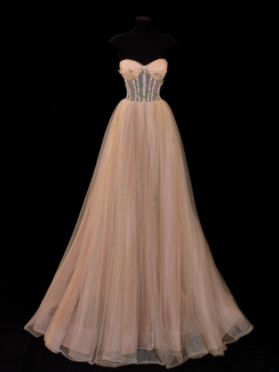 Robe de bal sobre et élégante, bustier cœur en tulle rose, robe longue de soirée formelle SA039