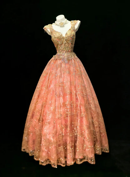 Robe de bal vintage bustier cœur à sequins et appliques, longue, pour quinceañera, tenue d'anniversaire Sweet 15/16 AS039