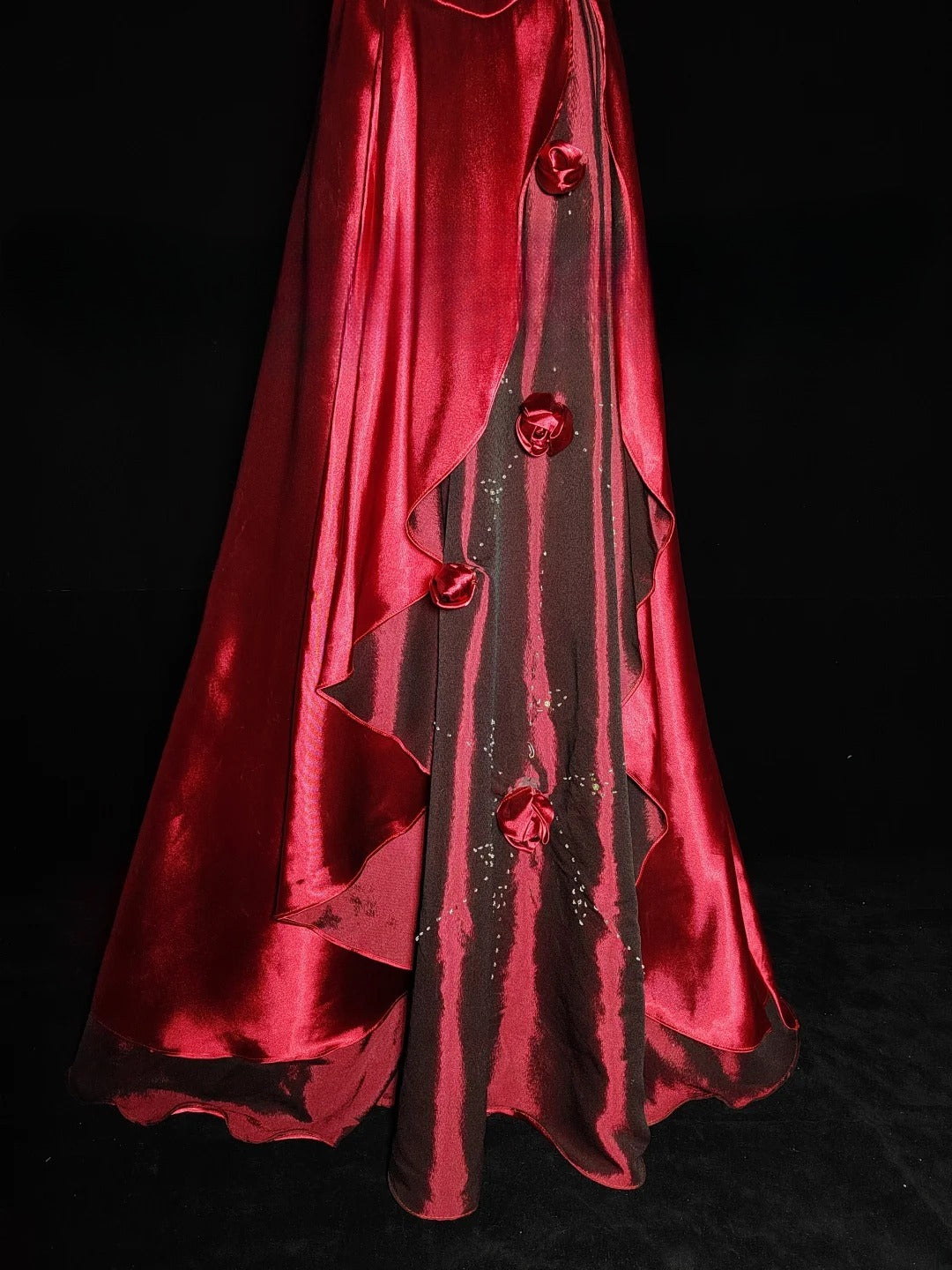 Modest A line Spaghetti Strap Red Satin Long Evening Dresses High School Teens Senior Night Dance Prom Dress AS039