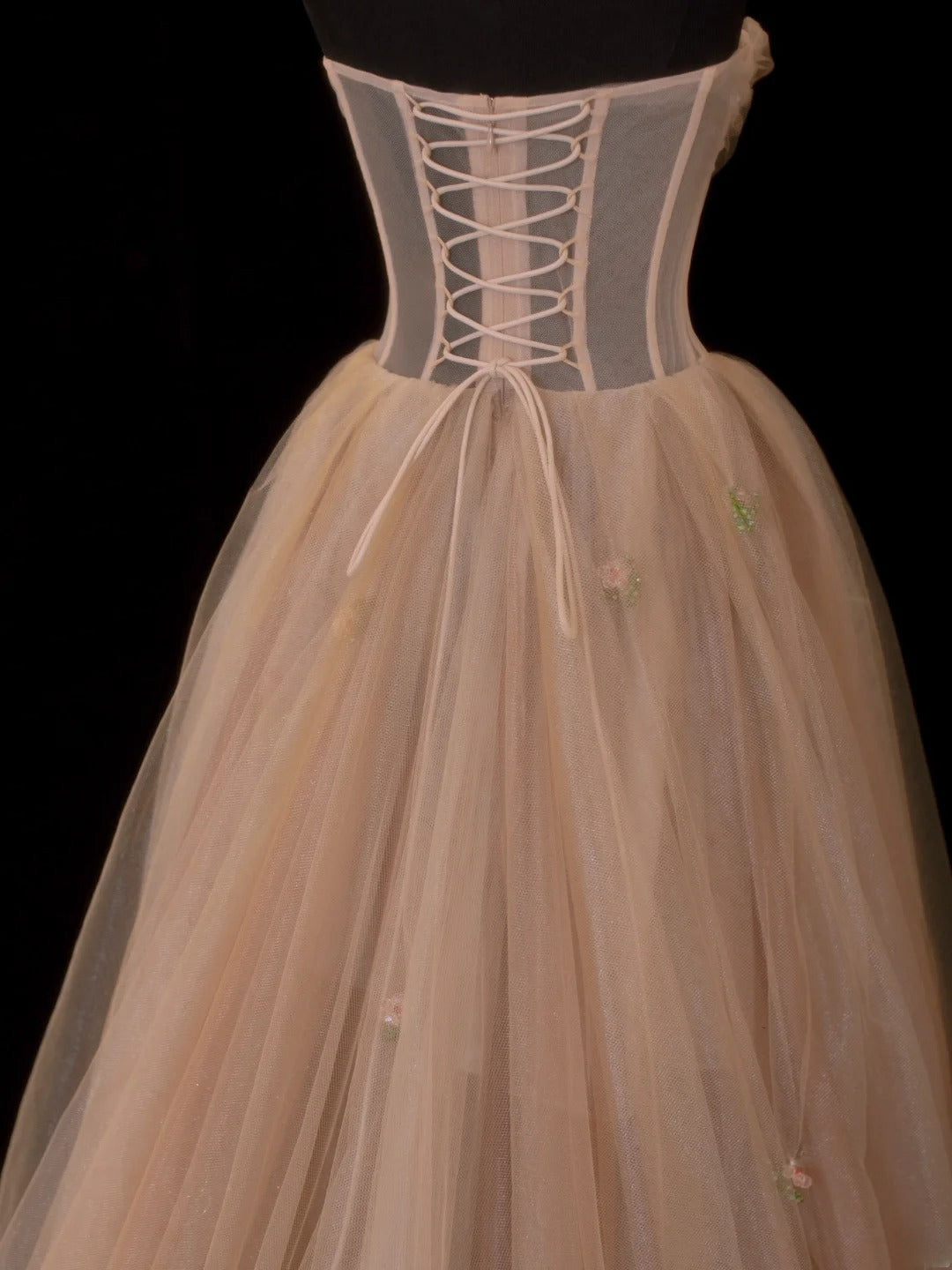 Robe de bal sobre et élégante, bustier cœur en tulle rose, robe longue de soirée formelle SA039