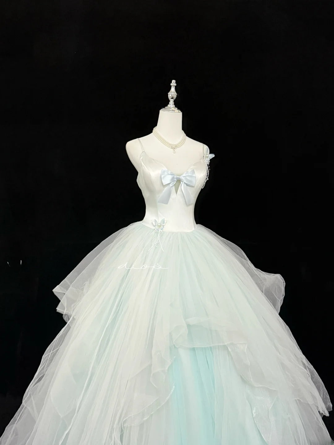 Modest Ball Gown Spaghetti Strap Mint Green Tulle With Ruffled Quince Dress Voluminous Sweet 16 Sweet Sixteen Outfits Vestido de RB7410