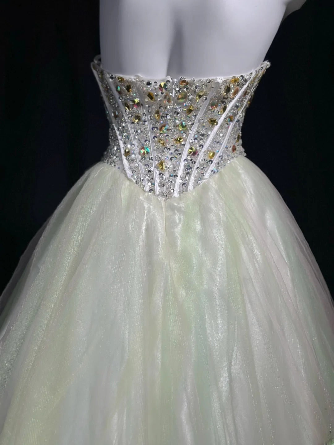 Sophisticated Prom Dresses Ball Gown Strapless Yellow Pink Yellow Tulle With Beading Long Sweet 15 16 Dress Formal Outfits RB5848