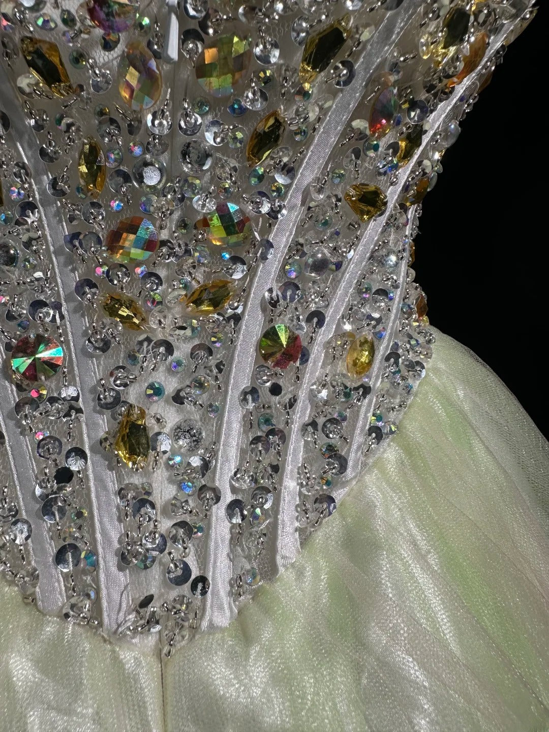 Sophisticated Prom Dresses Ball Gown Strapless Yellow Pink Yellow Tulle With Beading Long Sweet 15 16 Dress Formal Outfits RB5848