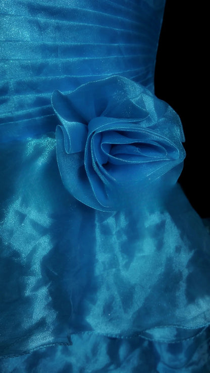 Blue Prom Dress Inspo Mermaid Strapless Tiered Layers Modest Long Formal Party Gown RB9843