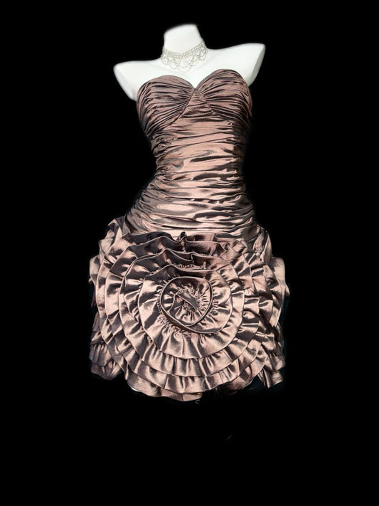 Pretty Sheath Sweetehart Brown Bodycon Mini Graduation Dresses Short With Ruffled Inspo Senior Homecoming Outfits RB3445