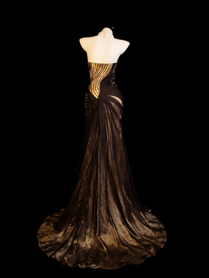Brown Prom Dress Inspo Mermaid Sweetheart Tulle Modest With Beaded Formal Party Gown RB9844