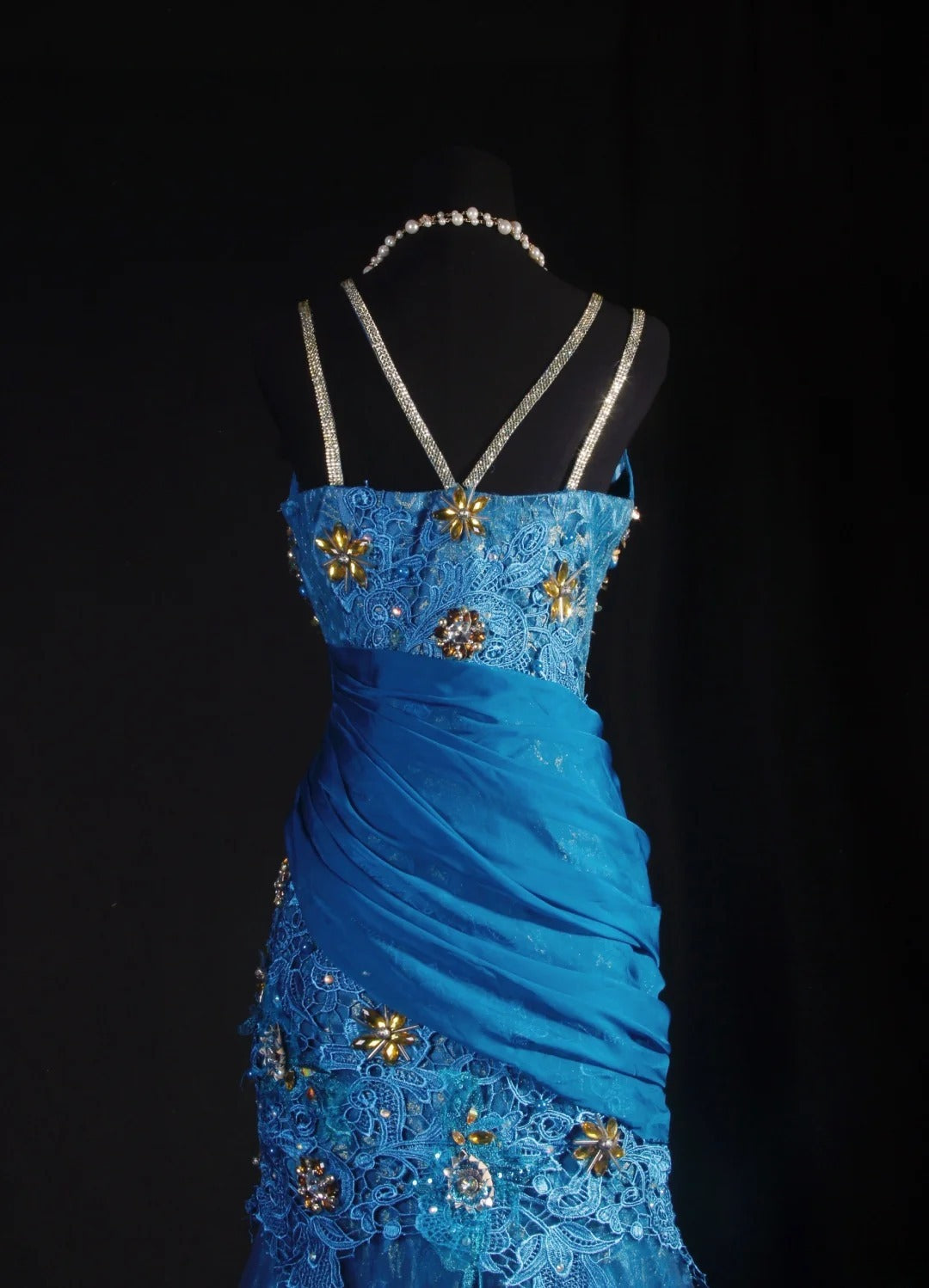 Vintage-Abendkleider im Stil der 90er Jahre, formell, Meerjungfrau, V-Ausschnitt, königsblauer Chiffon mit Perlenstickerei und Spitze, lange Partykleider, Ballkleider AS042