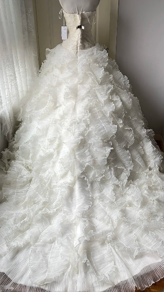 Sweet 16 Dresses Long Strapless White Tulle With Tiered Layers Ball Gown Sweet Sixteen Birthday Gown RC0411