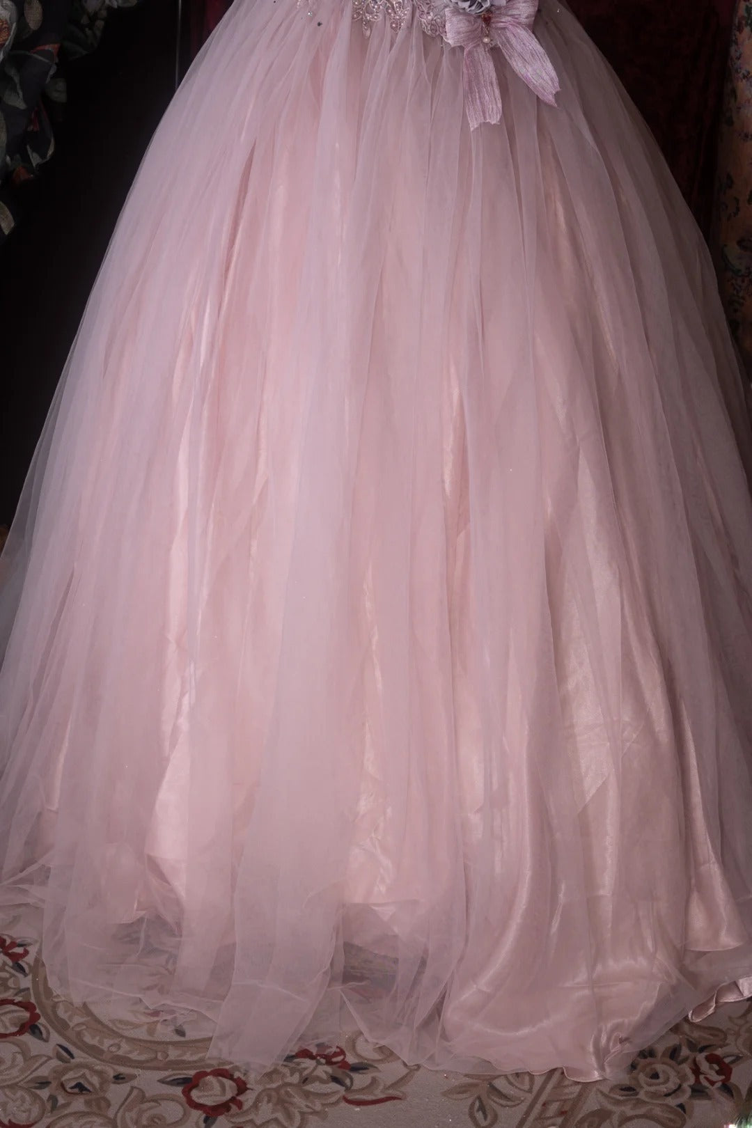 Fairytale Ball Gown Off The Shoulder Pink Tulle With Beading Long Prom Dresses Formal Outfit Evening Night Dress RB8067