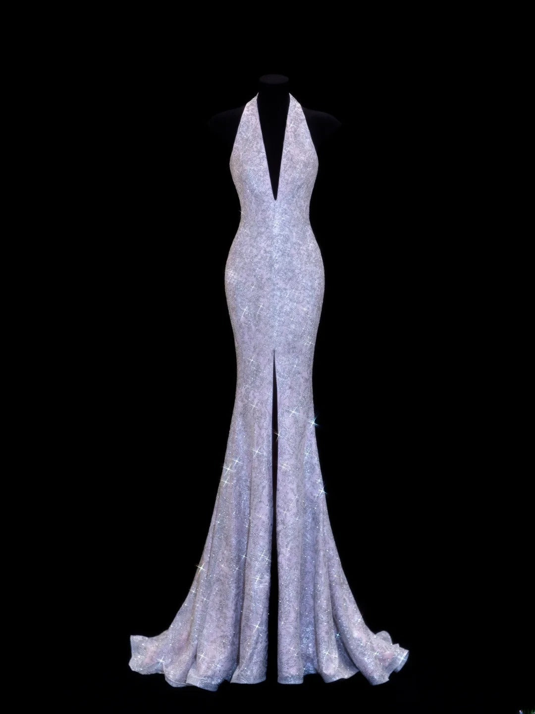 Robe de bal longue sirène à sequins style années 50, fendue et ornée de perles, à prix abordable (SA044)