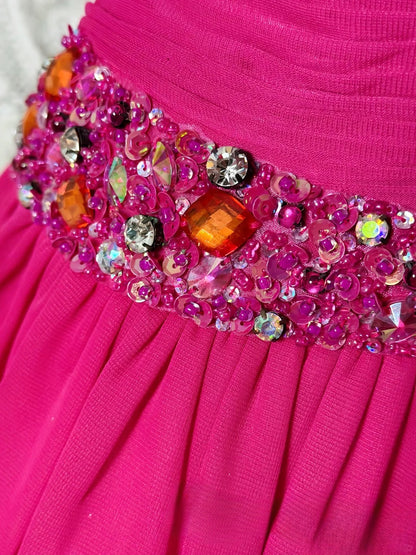 Vintage Hoco Dress Ball Gown Pink One Shoulder Tulle Short Homecoming Party Dresses RB9848